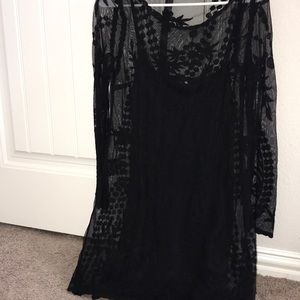 Cute see through black dress with slip